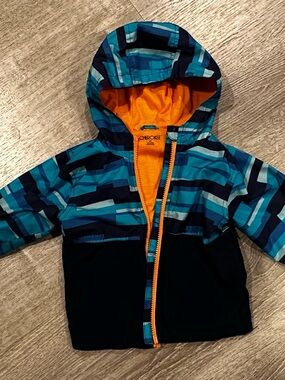 Cherokee Teal, Navy & Orange Striped Hooded Jacket